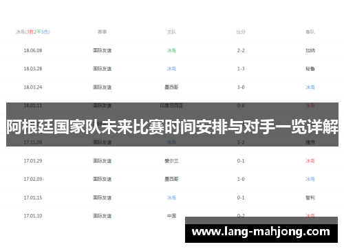 阿根廷国家队未来比赛时间安排与对手一览详解